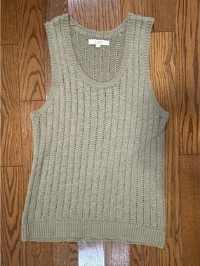 LOFT Tan Colored Open-Stitch Sleeveless Knit Tank